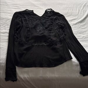 Chic Black Lace Women's Blouse